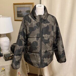 Cute Boutique Mud Pie Olive Camo Puffer Jacket Sz. Large